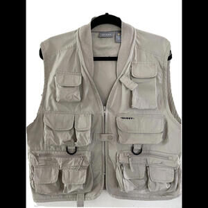 NEW Quest 14 Pocket FLY FISHING HIKING PHOTOGRAPHY HUNTING Vest S/M khaki beige